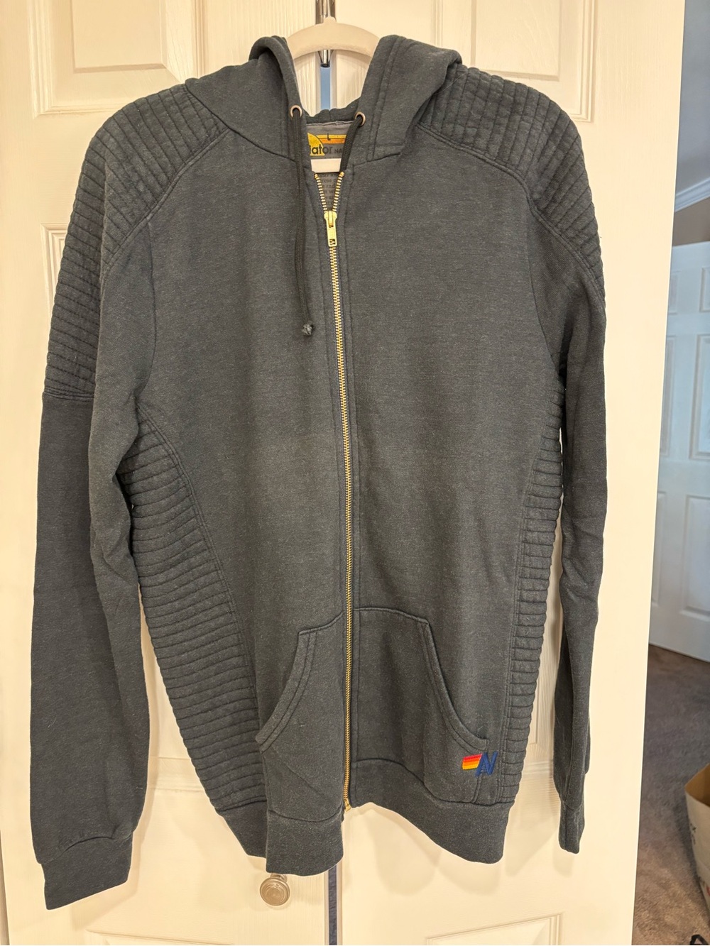 Aviator Nation Women’s Dark Blue Quilted Zip Hoodie